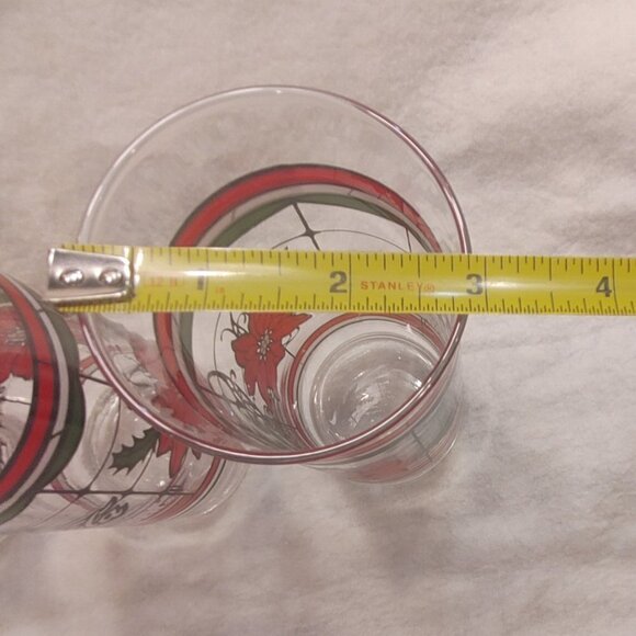 Vintage Coca Cola Christmas Holiday Poinsettia Glasses Set of 3 - Picture 8 of 8